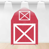Lofaris Red White Farm House Barn Door Arch Party Backdrop